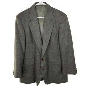 Imperial by Haggar Mens Gray Wool Blend Tweed Blazer Sport Coat 42S 42 Short